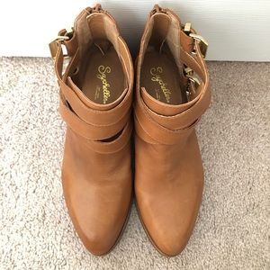 Seychelles Tan Leather Ankle Boots / size 6